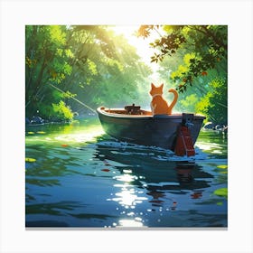 Cat In A Boat Canvas Print