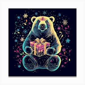 Christmas Bear.Generated AI. Wall Art Print Canvas Print