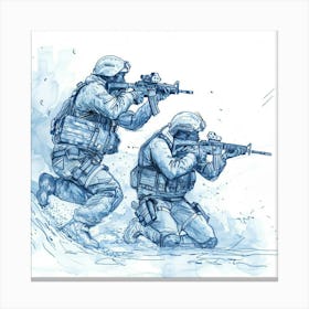 Two Soldiers In The Snow Canvas Print