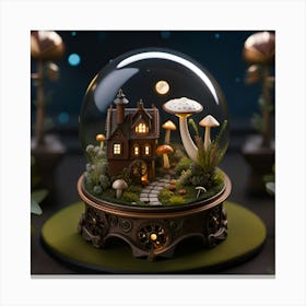 Fairy House In A Snow Globe Canvas Print
