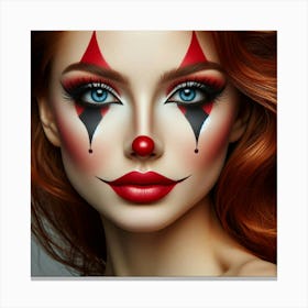 Beautiful Woman With Clown Makeup Canvas Print