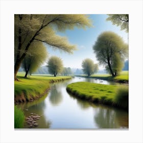 River In A Field 1 Canvas Print