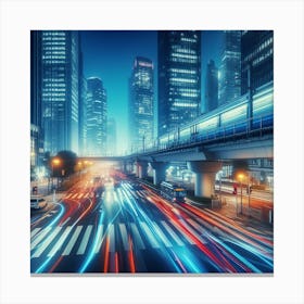 Cityscape At Night 3 Canvas Print