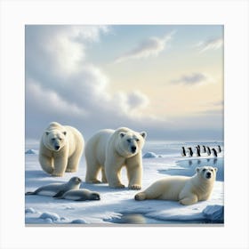 Arctic wildlife and serene sky 4 Canvas Print