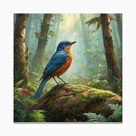 Bird In The Forest Art Print 2 Canvas Print