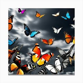 Colorful Butterflies In The Sky 7 Canvas Print