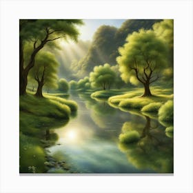 River In The Forest 20 Canvas Print