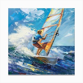 A Windsurfing Oil Painting Illustration 1718707403 3 Canvas Print