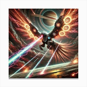 A Sci Fi Depiction Of Voltros, The Thunder Phoenix Plasma Feathers Canvas Print