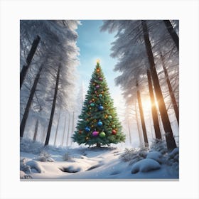 Christmas Tree In The Forest 130 Canvas Print