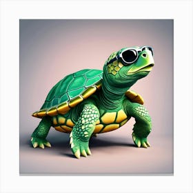 Turtle With Sunglasses Canvas Print