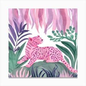 Pink Leopard in Jungle   Canvas Print