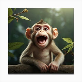 Monkey In The Forest Canvas Print