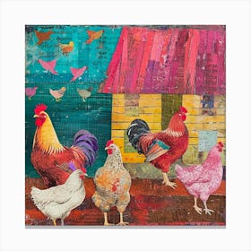 Retro Kitsch Rooster Collage 2 Canvas Print