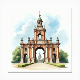 Watercolor Of A Historic Roman Landmark, Capturing Its Grandeur And Detail 1 Canvas Print