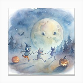 Halloween Watercolor Painting Canvas Print