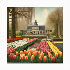 Keukenhof Gardens Netherlands Vintage Botanical (8) 1 Canvas Print