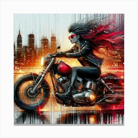 Redhead Woman Biker Canvas Print