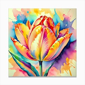 Parrot Tulip Painting Canvas Print