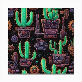 Cactus Pattern 25 Canvas Print