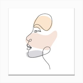 Portrait Of A Woman'S Face Continuous line drawing of a woman, Scandinavian wall art, fine art print. Canvas Print