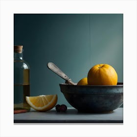 Still Life With Lemons And Oil Canvas Print