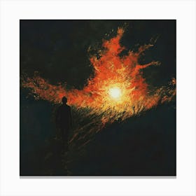 Man Walking Through A Fire Canvas Print