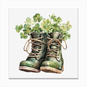 Boots With Shamrocks 3 Canvas Print