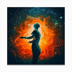 Firefly Human, Woman, Universe, Overwhelming, Nightfall, Teal, Orange, Highlights, Celestial, Cosmic (10) Canvas Print