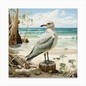 Seagull On The Beach Canvas Print