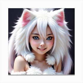 Girl In A Cat Costume Canvas Print
