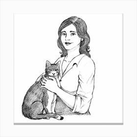 Cat And Woman Illustration(1) Canvas Print