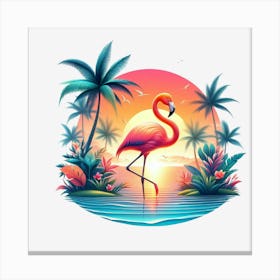 Flamingo At Sunset 2 Canvas Print