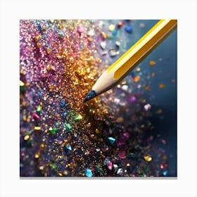 Pencil In A Pile Of Glitter Canvas Print
