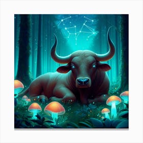 Bull In The Forest 25 Canvas Print