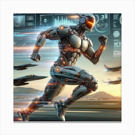 Robot Running In The Air 1 Canvas Print