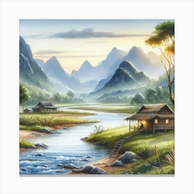 Asian Landscape Painting Canvas Print