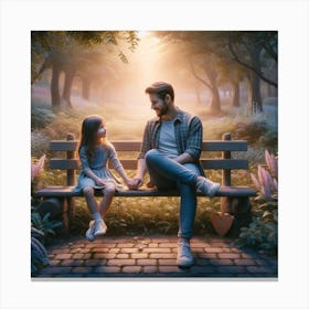 Father And Daughter In The Park 1 Canvas Print