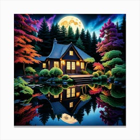 House In The Moonlight Canvas Print