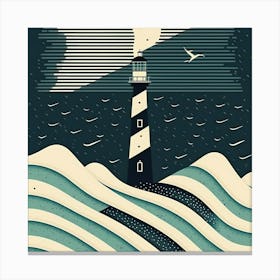 Lighthouse Abstract Ocean Sea Waves Water Blue Canvas Print