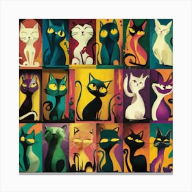 Cats In A Row Canvas Print