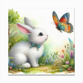 Bunny And Butterfly 1 Canvas Print