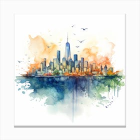 New York City Skyline Watercolor Painting Canvas Print