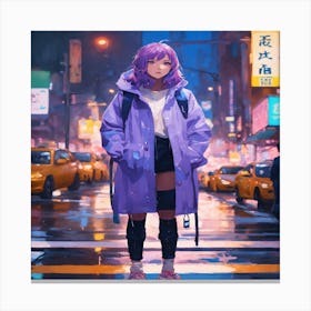 Purple Raincoat Canvas Print