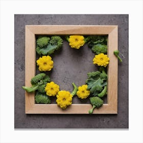 Frame With Yellow Flowers Canvas Print