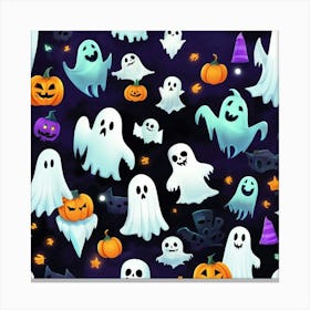 Ghosts And Pumpkins Canvas Print