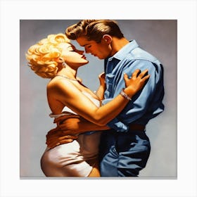 Marilyn Monroe Kissing Canvas Print