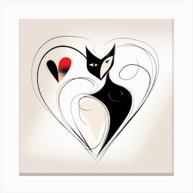 Abstract Cat Heart Minimalist Canvas Print