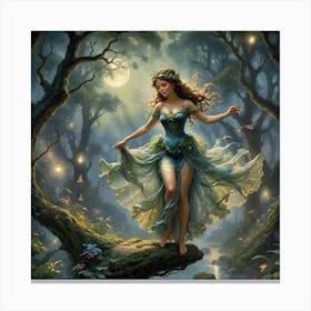 Fairy Girl In The Forest Canvas Print