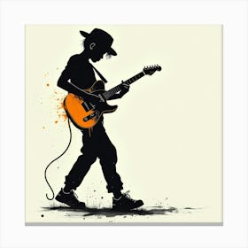 Young Man Playing An Electric Guitar Canvas Print